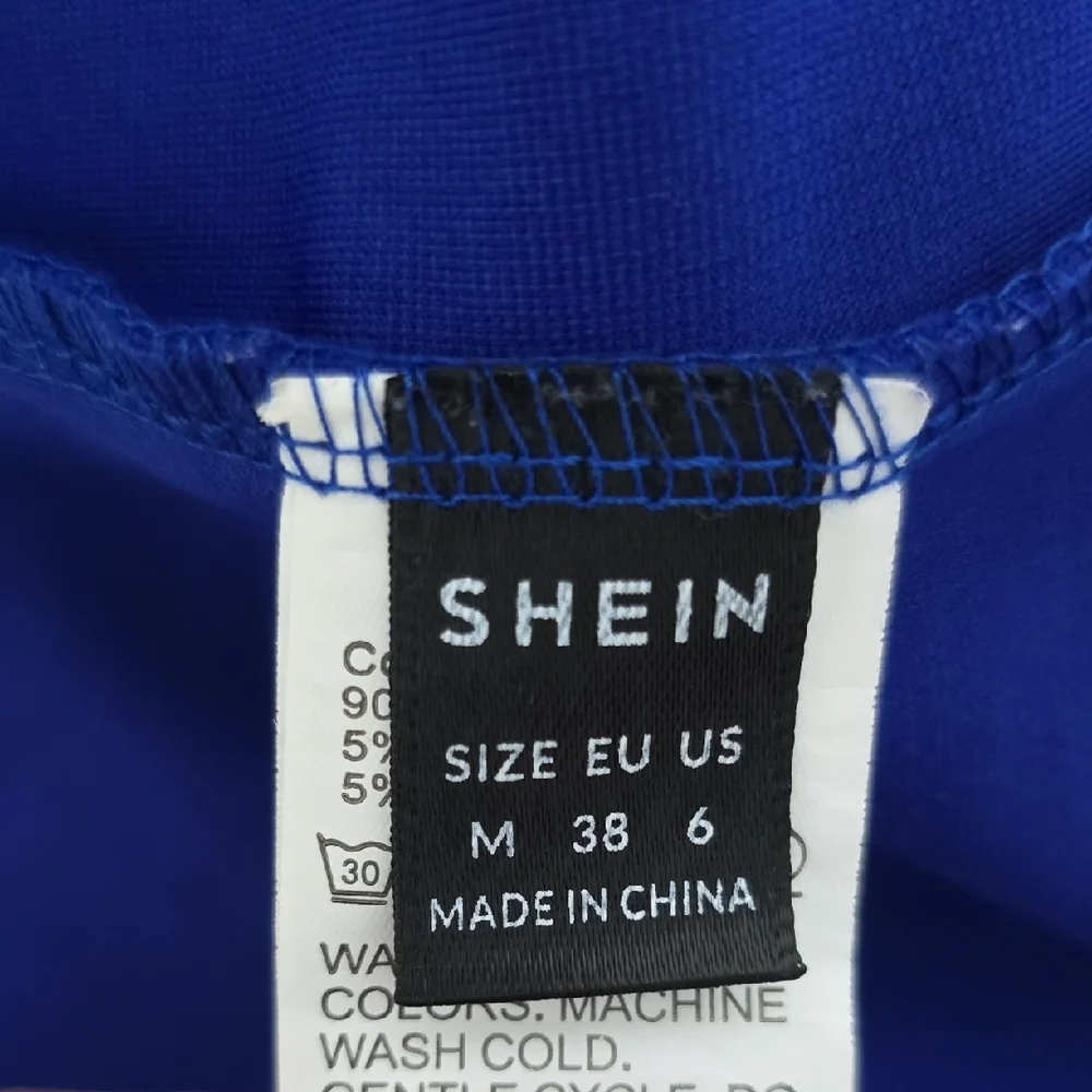 3/$15 SHEIN Dress Women’s Size Medium Royal Blue Asymmetrical One-Shoulder - Picture 8 of 10